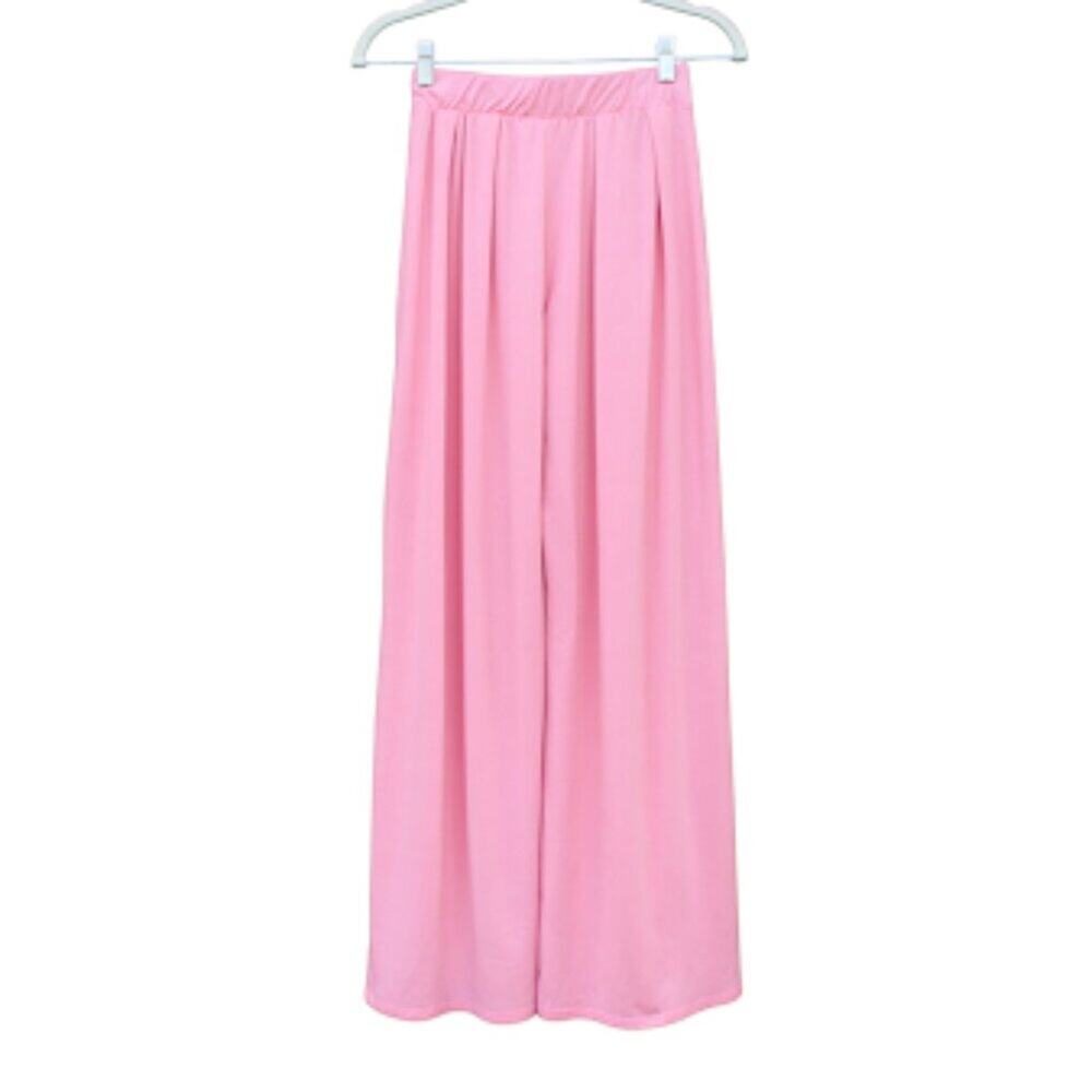 21 SAINTS | Pastel Pink Wide Leg Pleated Palazzo Pull-On Pants Tall Long Soft S